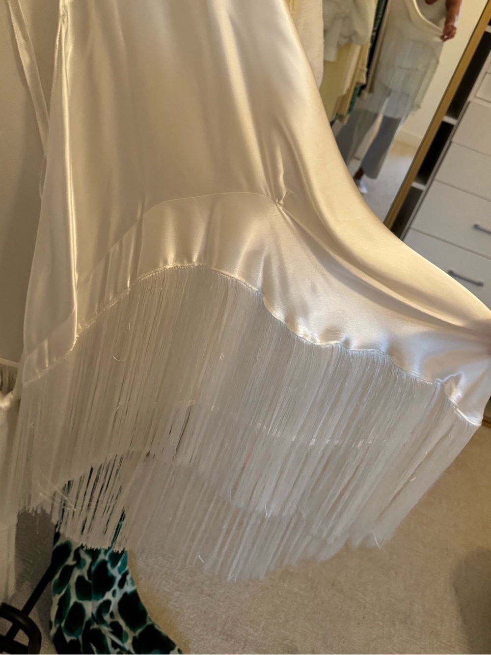 Cult Gaia Silky Ivory Fringe Kimono Wrap - Picture 6 of 9
